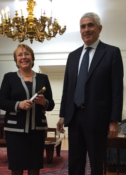 Al Palacio de La Moneda con il Presidente della Repubblica, Michelle Bachelet